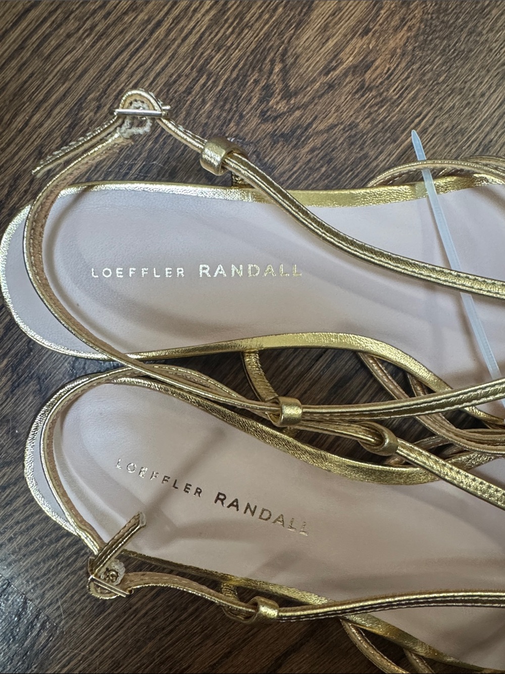 Loeffler Randall Devon Lattice Metallic Gold Slingback Sandals 8.5 Flats - Picture 4 of 7